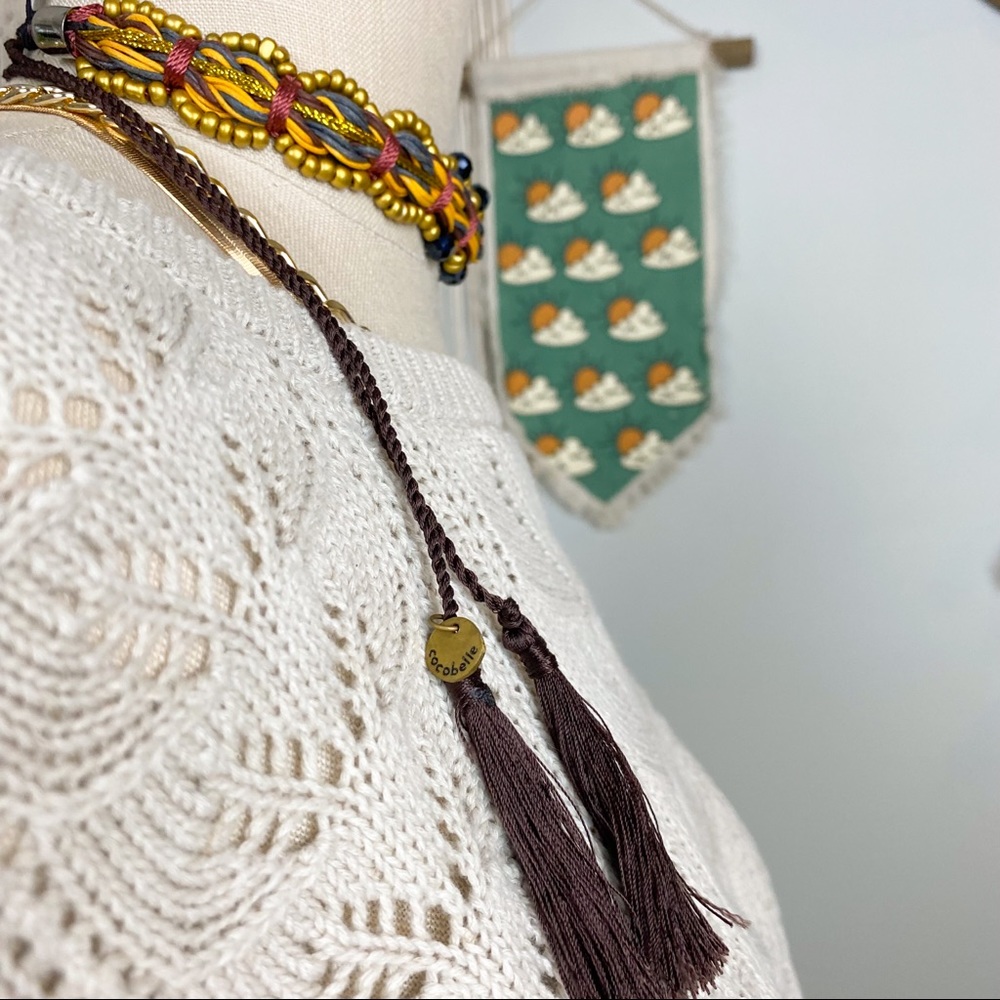 Cocobelle Anthropologie Stella Beaded Tassel Tie Choker Headband - Picture 4 of 14